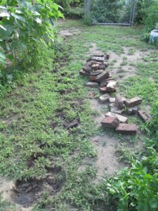 Removing the bricks.