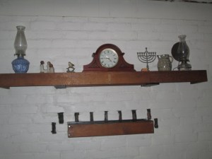 The mantle shelves above the woodstove.