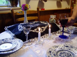 Our regular Shabbat table.