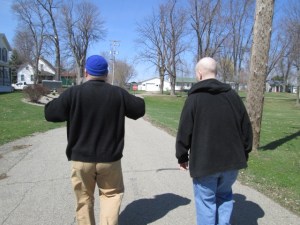 EJ and JJ (and me) taking a walk.