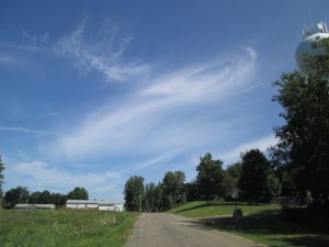Beautiful wispy clouds in a blue sky.
