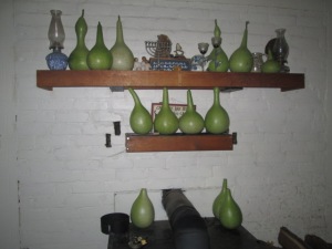 Lots and lots of gourds drying above the wood stove.