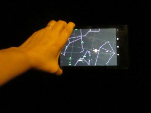 JJ's Tablet showing me the names of the celestrial objects in the sky.
