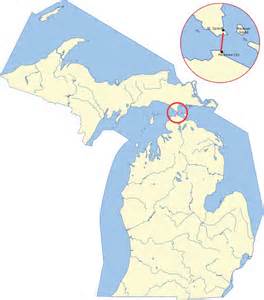 Mackinac Bridge connects Michigan's two peninsulas.