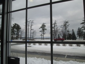 The view of the lake from our table at the restaurant.
